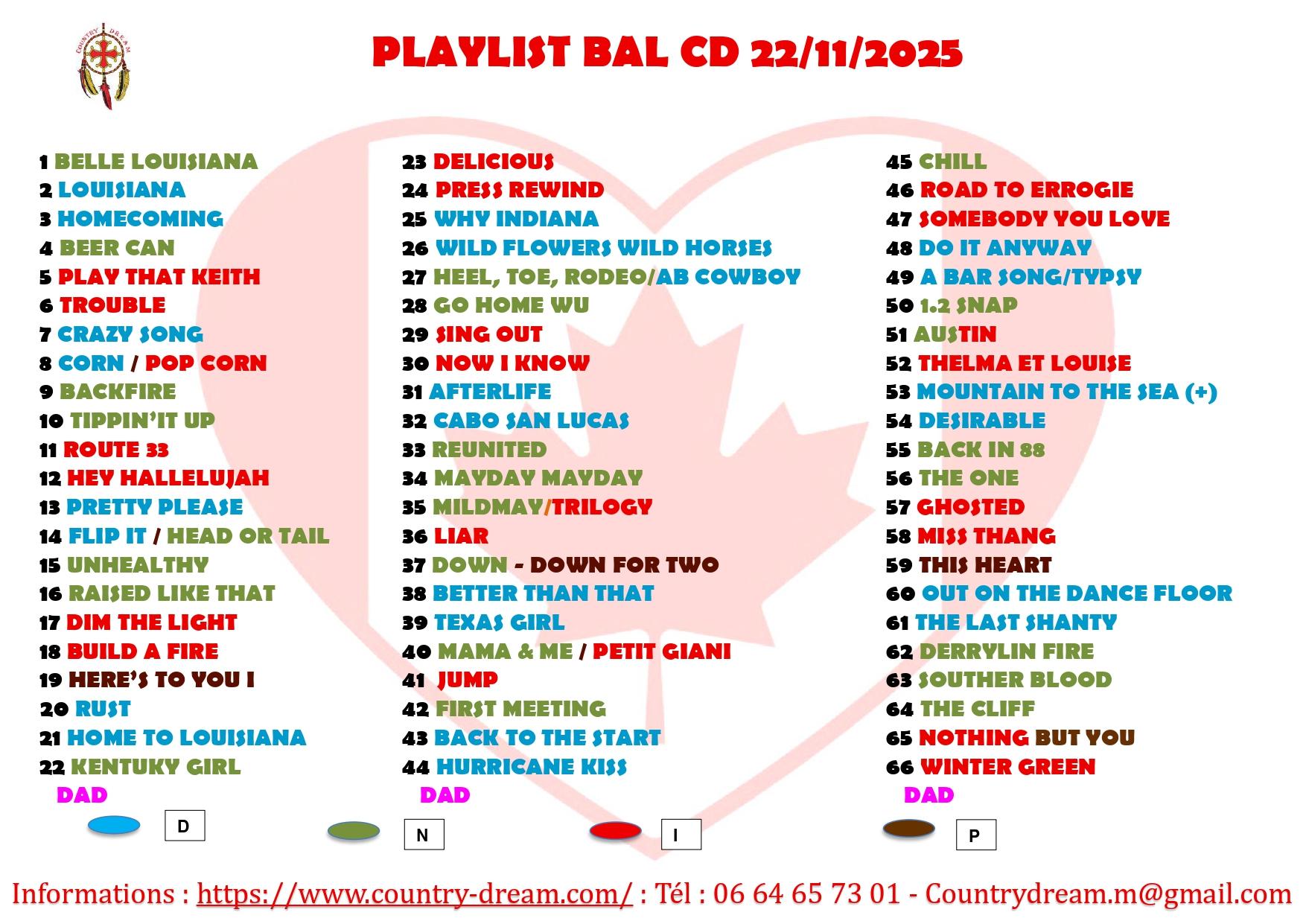 Play list bal cd 22 11 2025